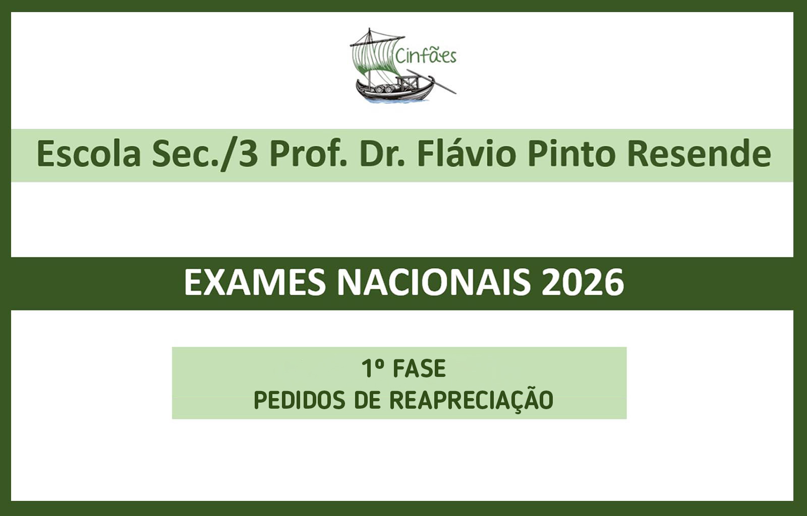 Exames nacionais – 1.ª fase 2026 – Pedidos de Reapreciação
