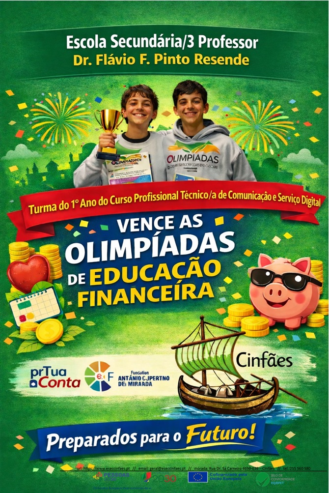 Turma do 1º Ano do Curso Profissional Técnico/a de Comunicação e Serviço Digital conquista vitória municipal nas Olimpíadas de Educação Financeira