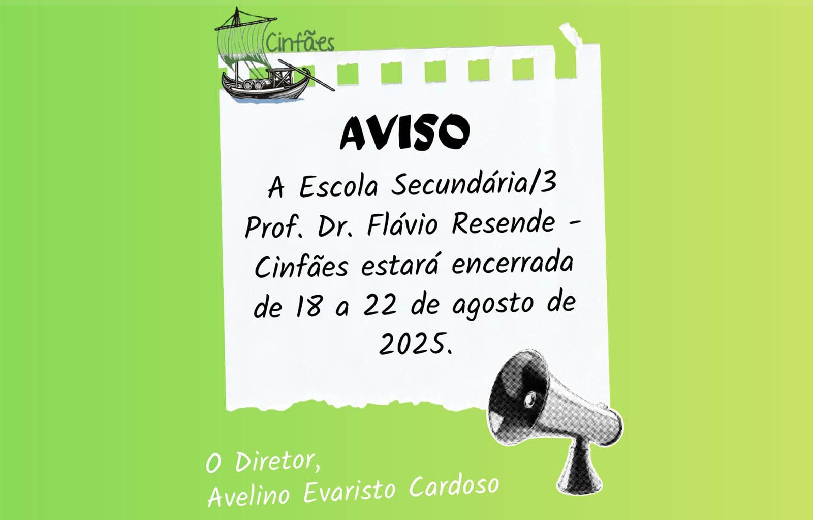 Aviso - Escola encerrada